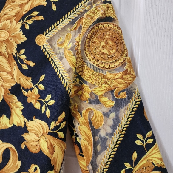 Vintage Gianni Versace Couture 1994 Baroque Print Sheer Mesh Illusion Bodysuit - Picture 9 of 13